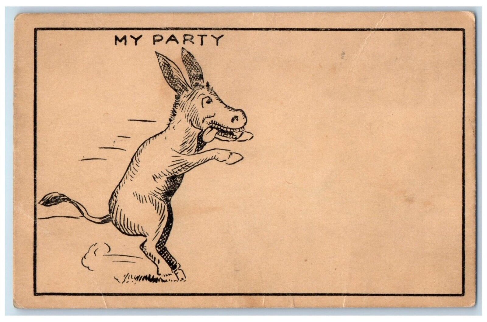 Donkey Postcard Democrat Political My Party c1905 Unposted Antique