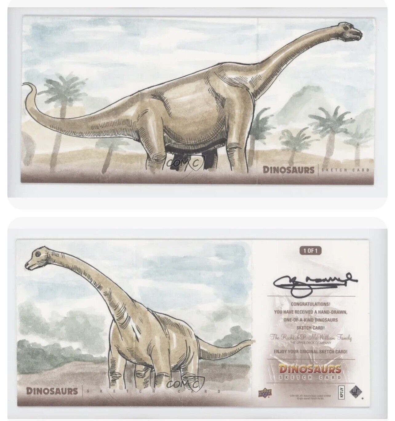 2015 Dinosaurs Sketch Booklet Cards 3 Panel Achievement 1/1 Mark Marvida 9y4