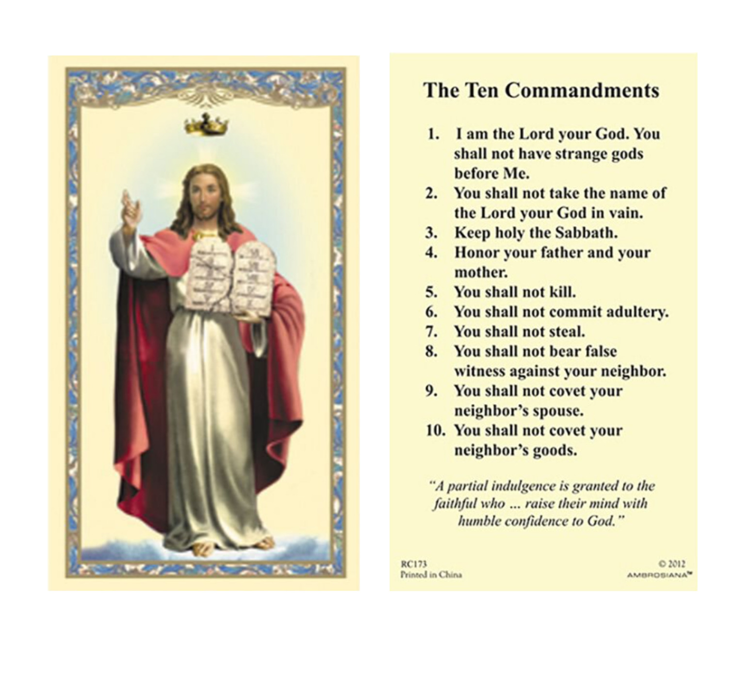 (2 copies) Ten 10 Commandments Holy Prayer Cards Catholic
