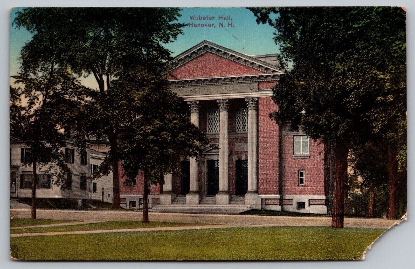 Postcard Webster Hall Hanover New Hampshire Government Cancel 1911 Antique PM