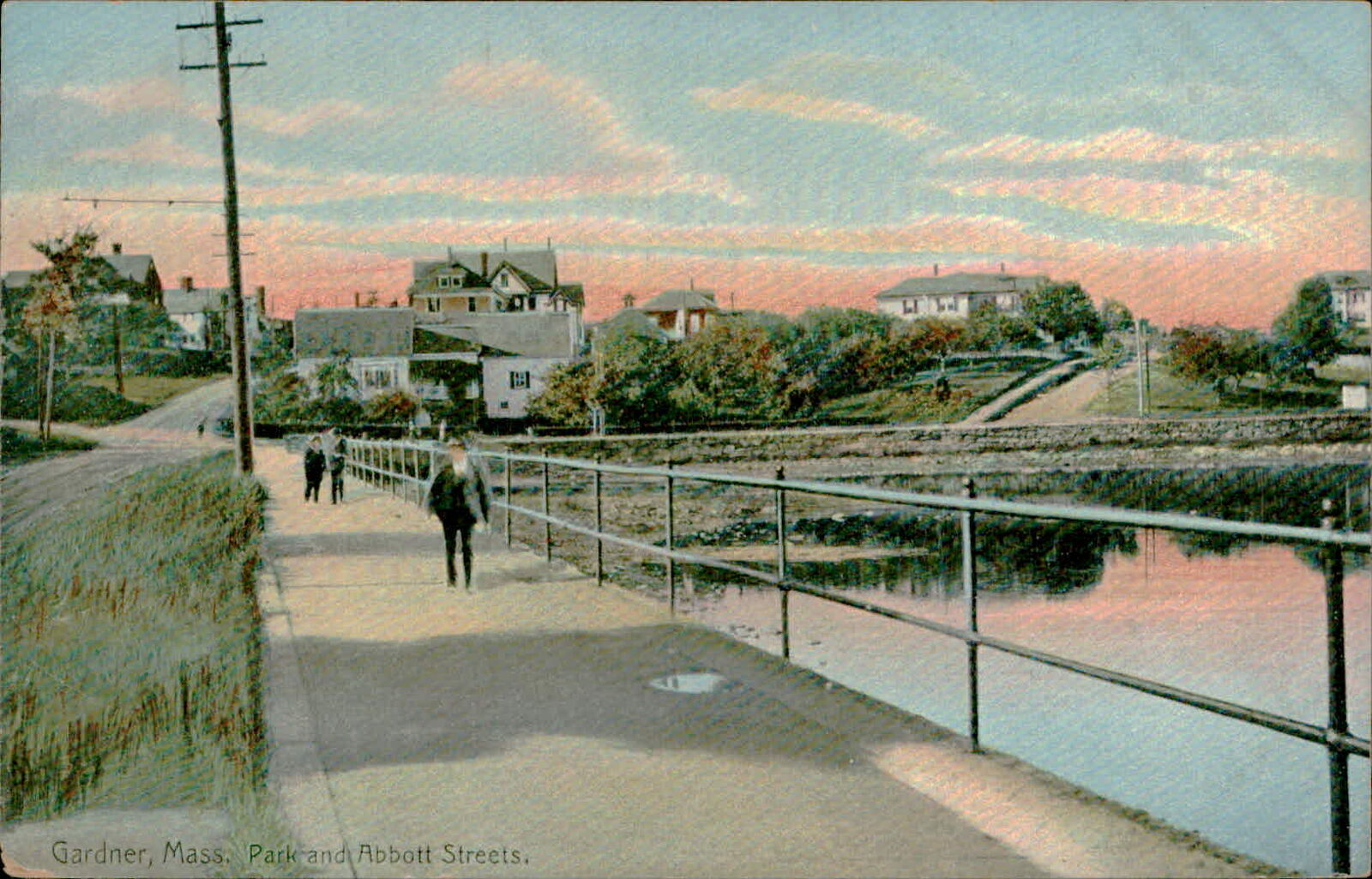 Postcard: Gardner, Mass. Park and Abbott Streets.