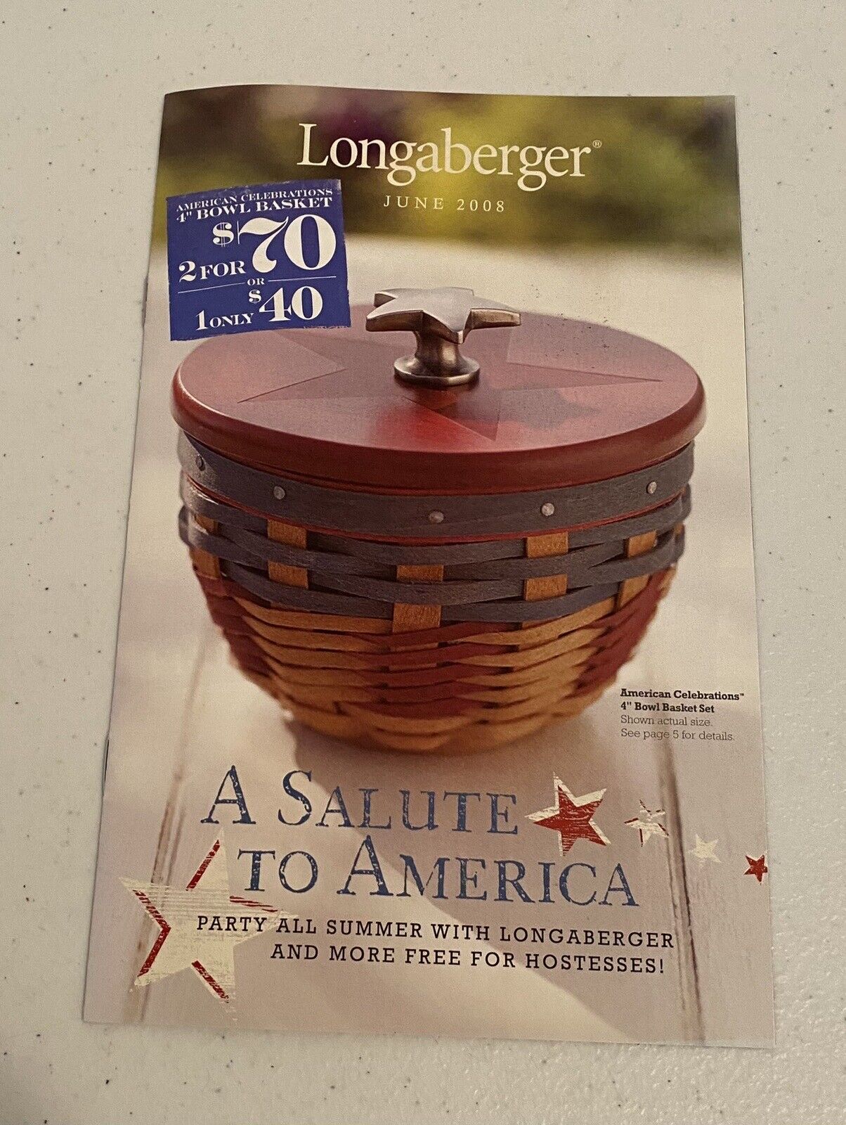 Longaberger  June 2008 Flyer (Set Of 5) A Salute To America Basket Catalog New