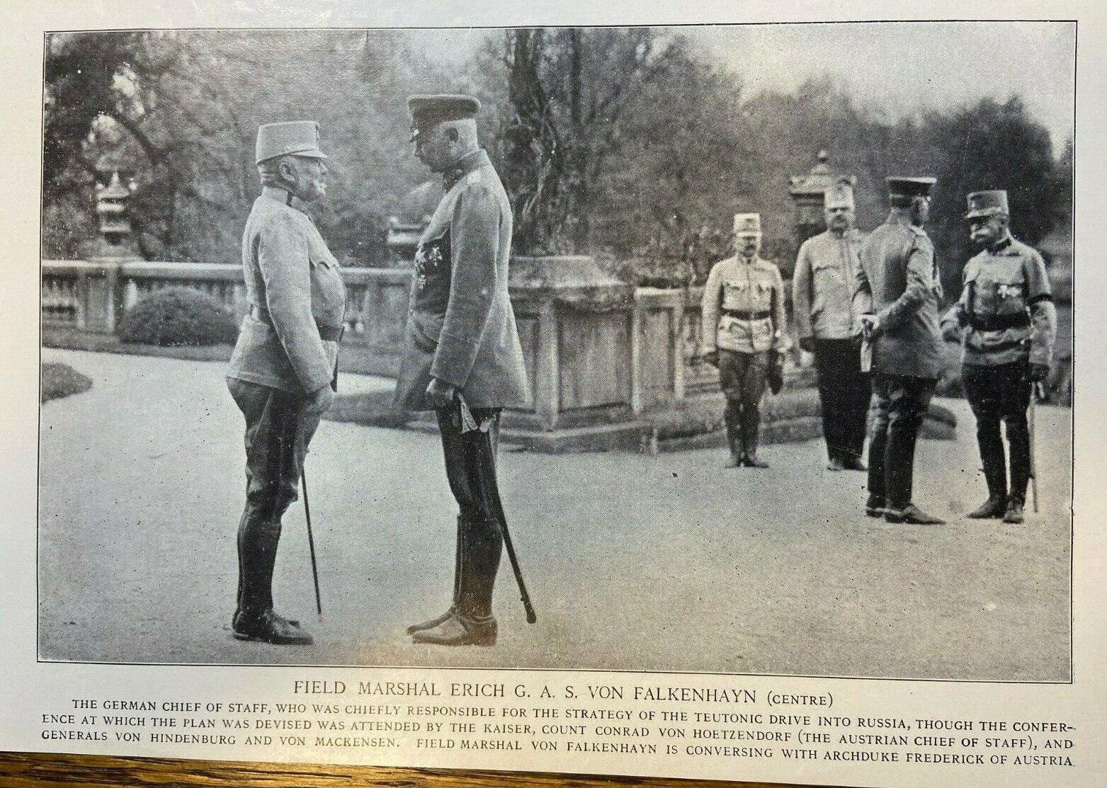 1915 Vintage Magazine Illustration German Field Marshal Erich Von Falkenhayn