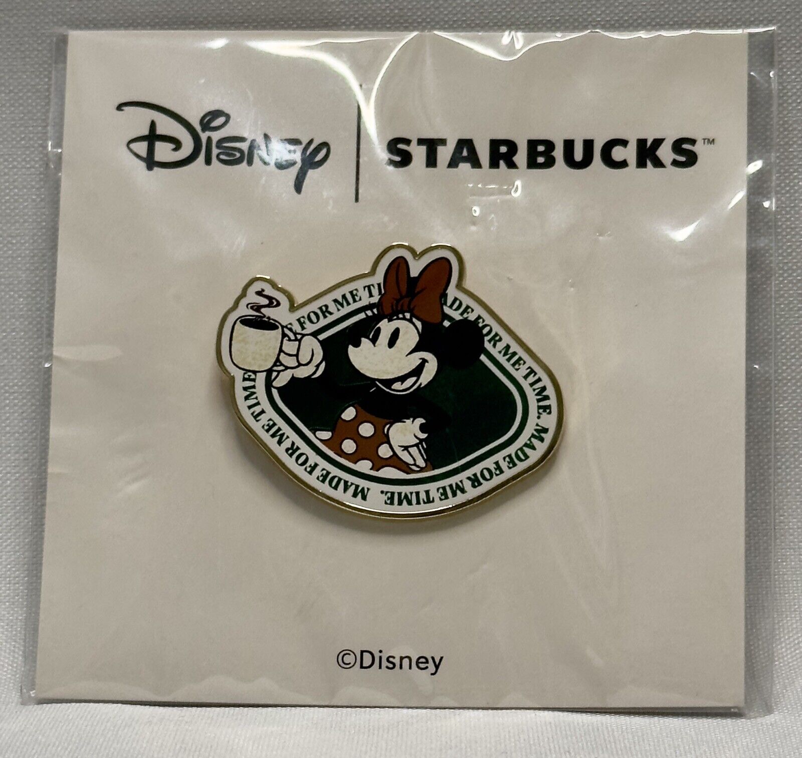 Disney + Starbucks Collectors Minnie Mouse Pin “Made For Me Time”