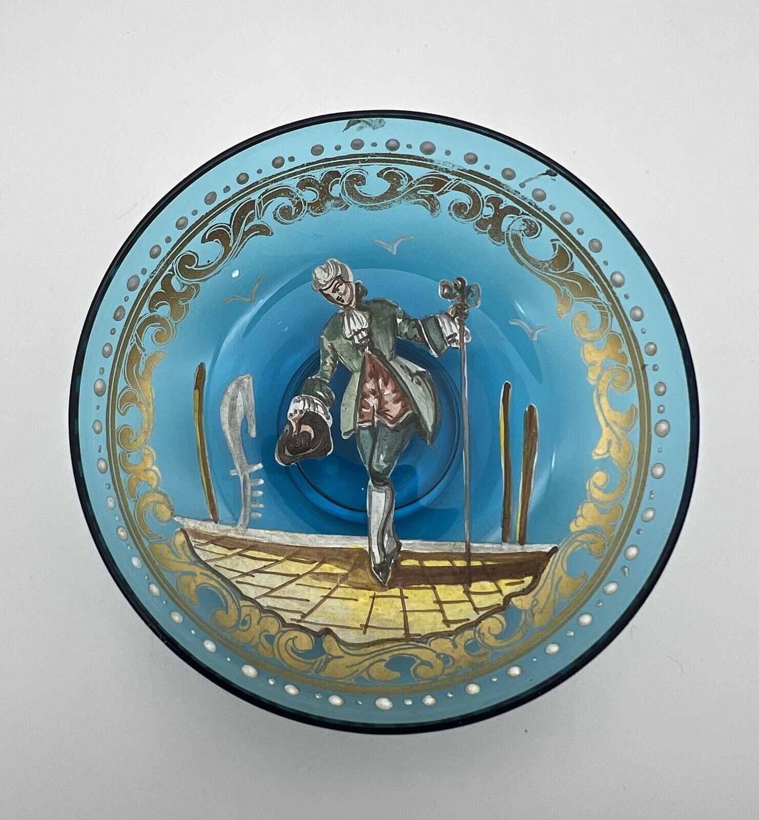 Murano Hand Painted Trinket/Vanity Dish ~ G. Giacobbe 3 3/4 in