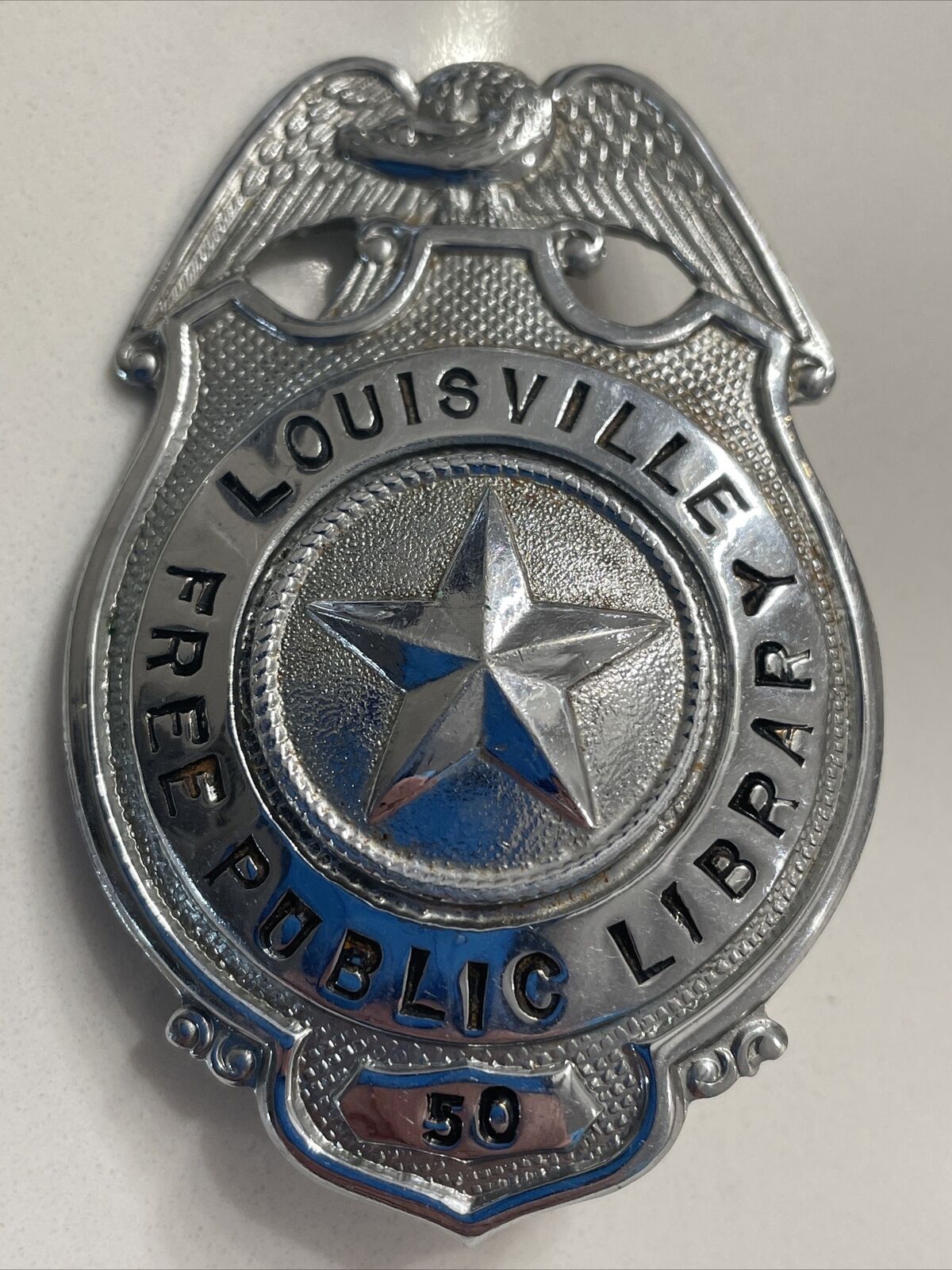 Very Rare Obsolete City of Louisville KY Free Public Library Hat Badge #50