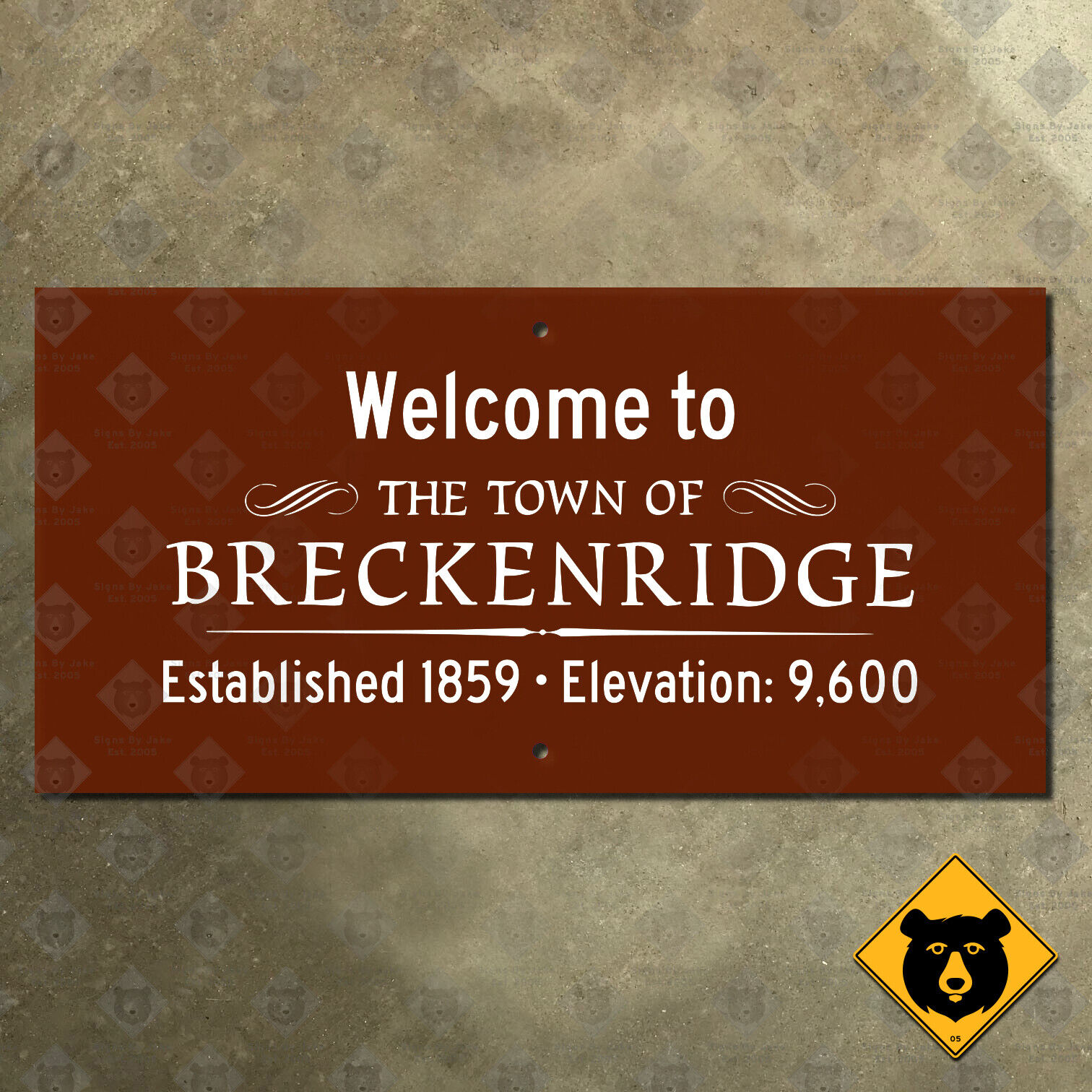 Breckenridge Colorado town city limit welcome sign est 1859 elevation 9600 24x12