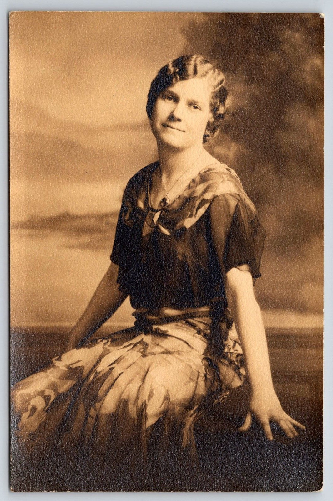 Old Original Vintage Antique Real Photo Picture Image Beautiful Lady Girl Dress