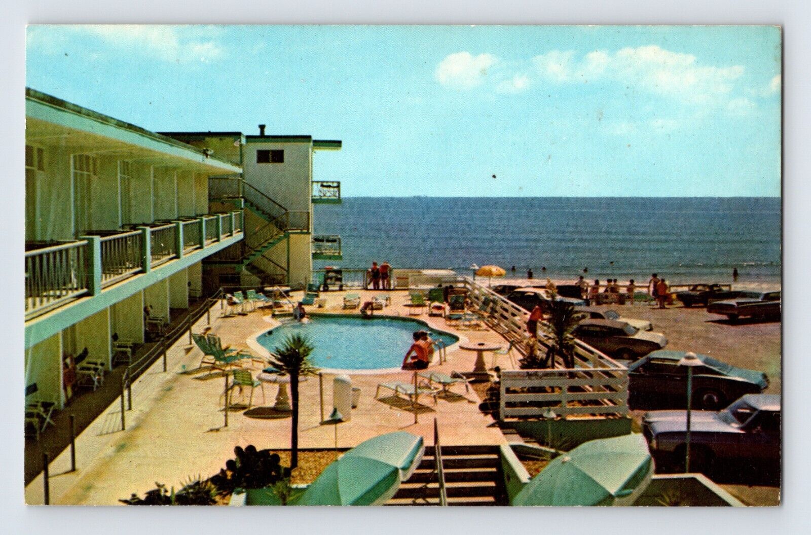 Postcard Virginia Beach VA Aeolus Resort Hotel Pool 1970s Unposted Chrome