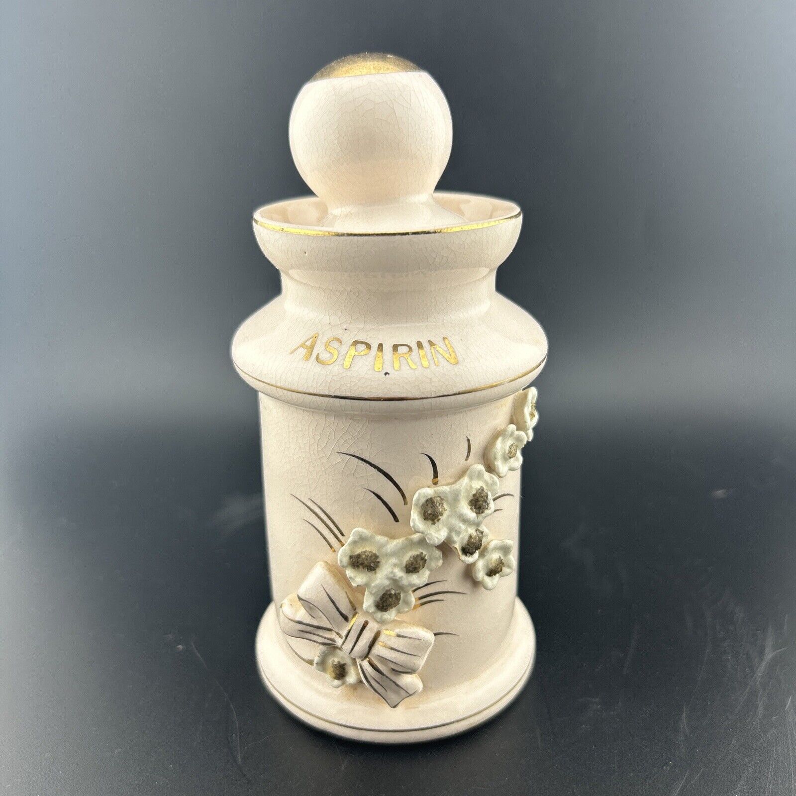 Thames Porcelain Apothecary Jar 1930’s Aspirin Pink & Gold