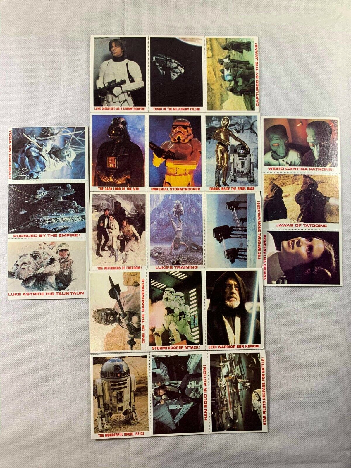 Vintage 1977-1980 STAR WARS Burger King trading Cards Set of 7 Sheets Uncut