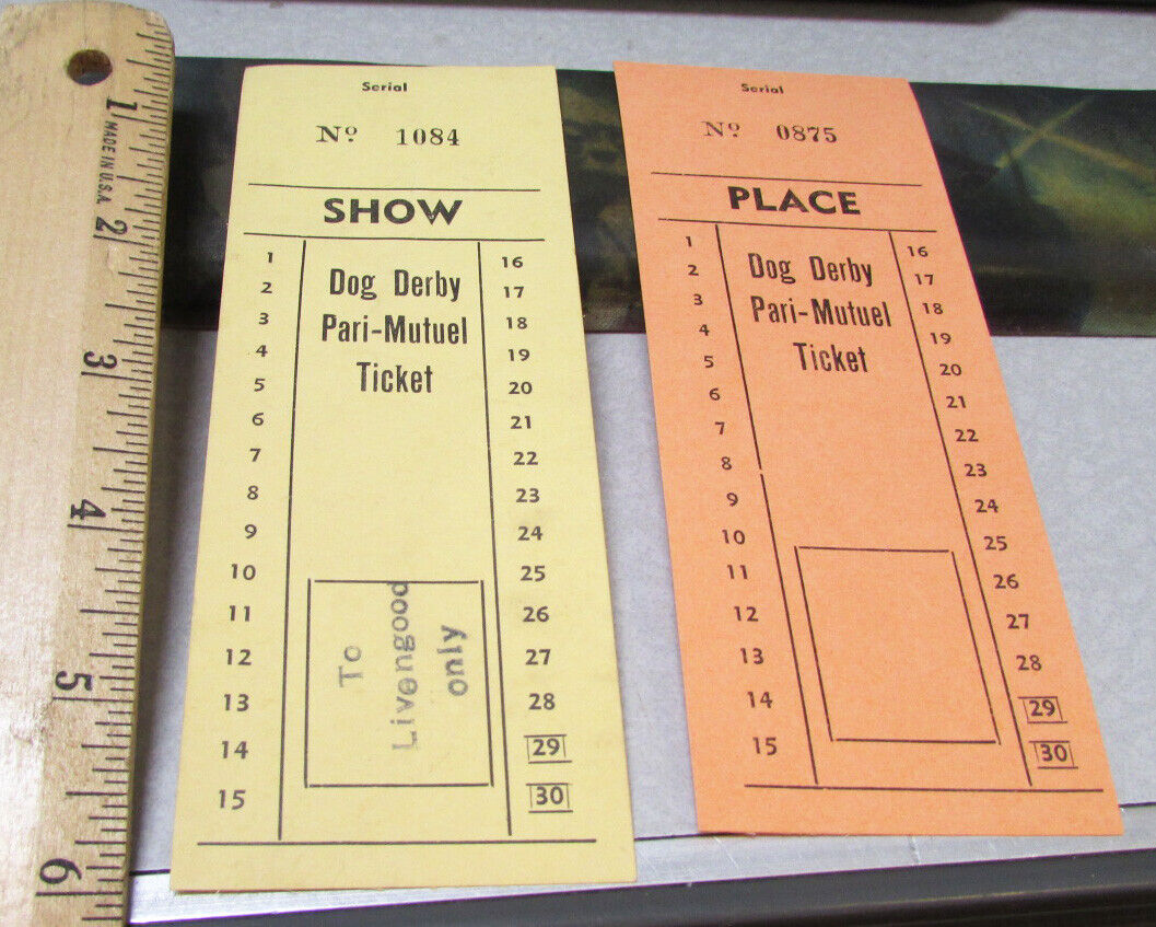 vintage 1940 Fairbanks Alaska Dog derby PLACE & SHOW pari mutuel ticket stubs