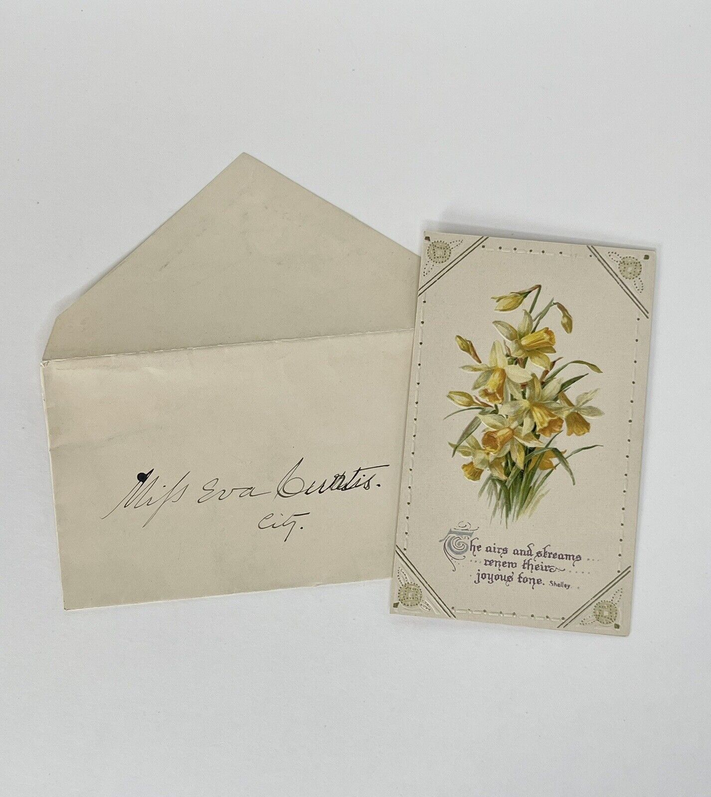 Antique 1914 Old Floral Easter Card With Envelope Ephemera