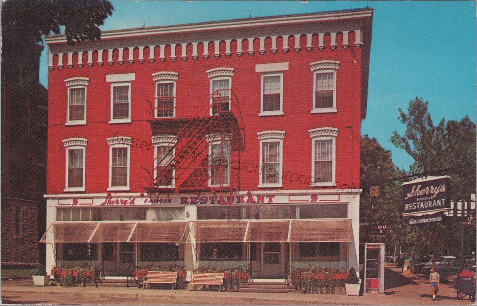 Cooperstown, NY: Sherry\'s Famous Restaurant - Vintage c 1950s New York Postcard