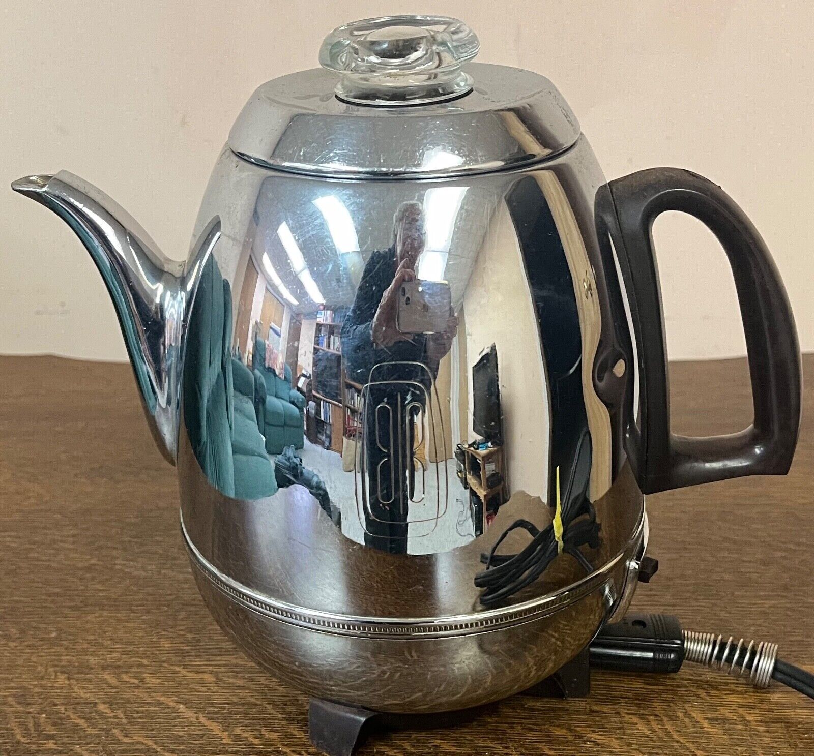 General Electric Automatic Percolator 33P30 Pot Belly Chrome 1960's
