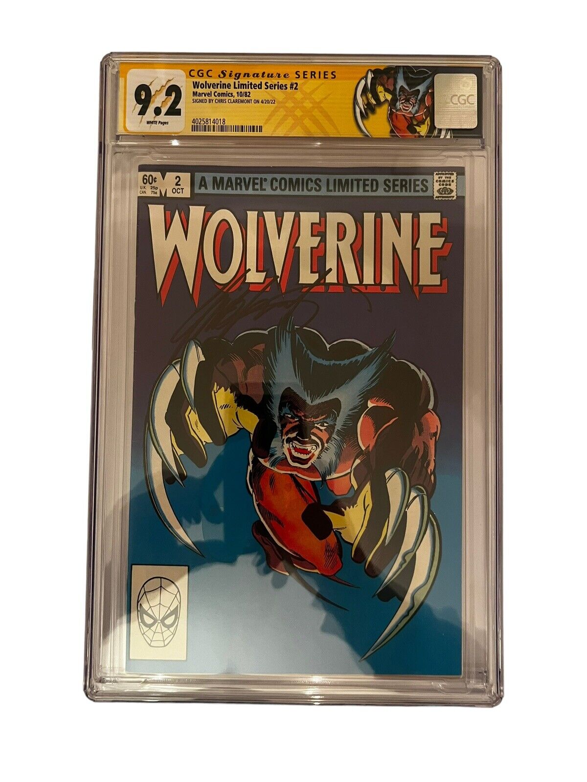 WOLVERINE LIMITED SERIES #2 CGC SS 9.2  - SIGNED BY CHRIS CLAREMONT