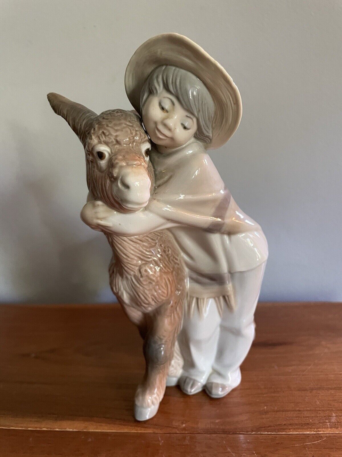Lladro Figurine A Boy With His Donkey #21 Made In Spain