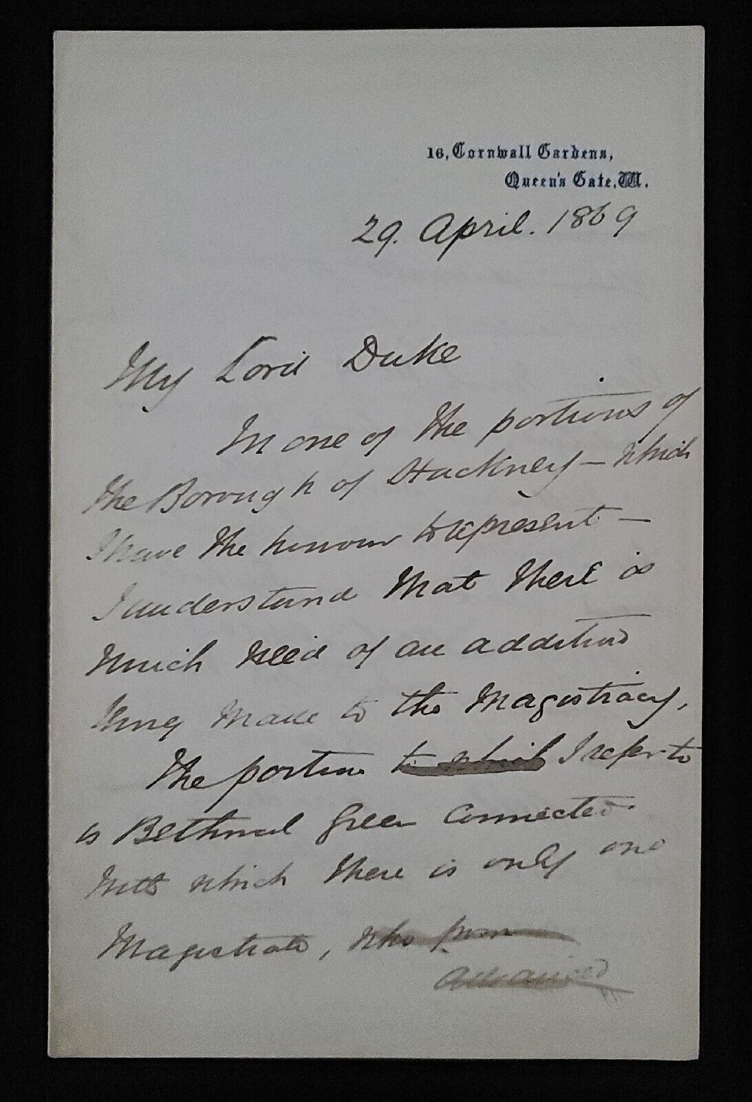 1869 Arthur Wellesley Duke of Wellington Signed Royal Letter Document Royalty UK