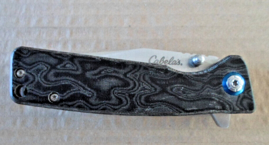 Cabela's Folding Knife Black & Silver Pocket Knife, 3'' blade Plain, Pivot DBS