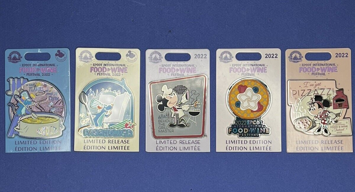 EPCOT Food and Wine Festival 2022 LE & LR Pins Set Of 5