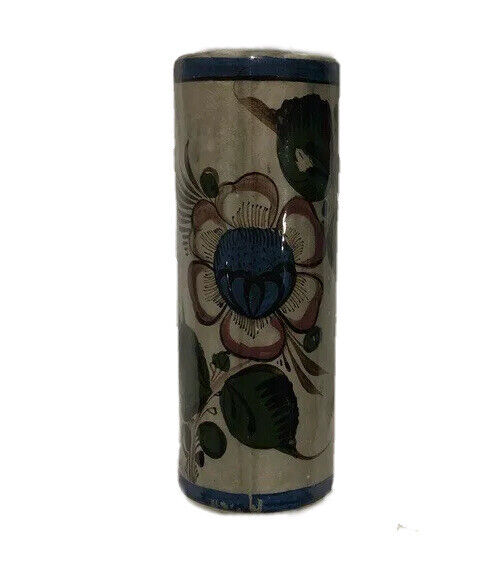 Tonala Vase Hand Painted Flowers Mexican ...