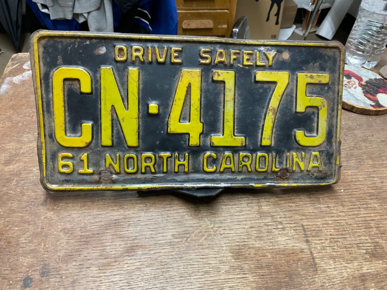 1961 North Carolina Plate CN 4175 Vintage Rustic