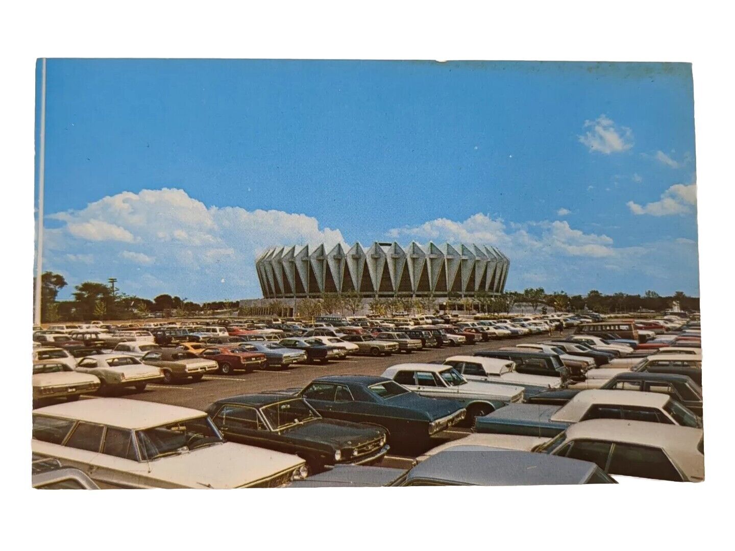 Vtg Hampton Roads VA Coliseum Stadium Postcard Virginia Old Cars Unposted