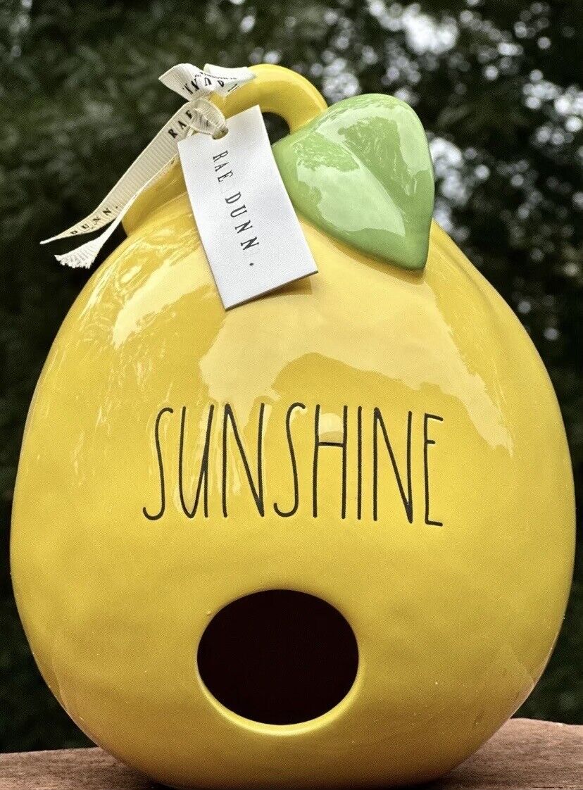Rae Dunn Yellow Lemon Shaped Birdhouse SUNSHINE Brand New