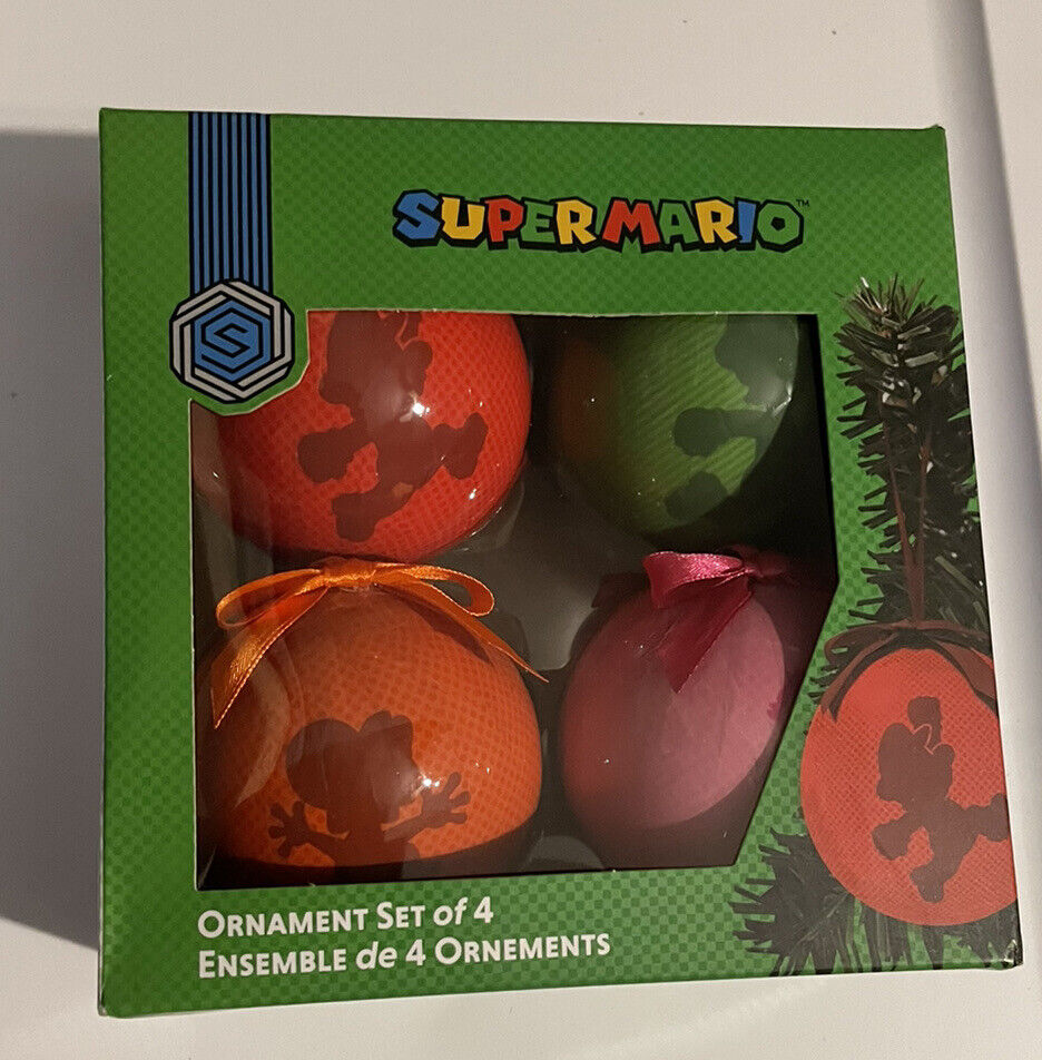 Nintendo SUPER MARIO Christmas Ornaments Gamestop Exclusive Set Of 4 Open Box