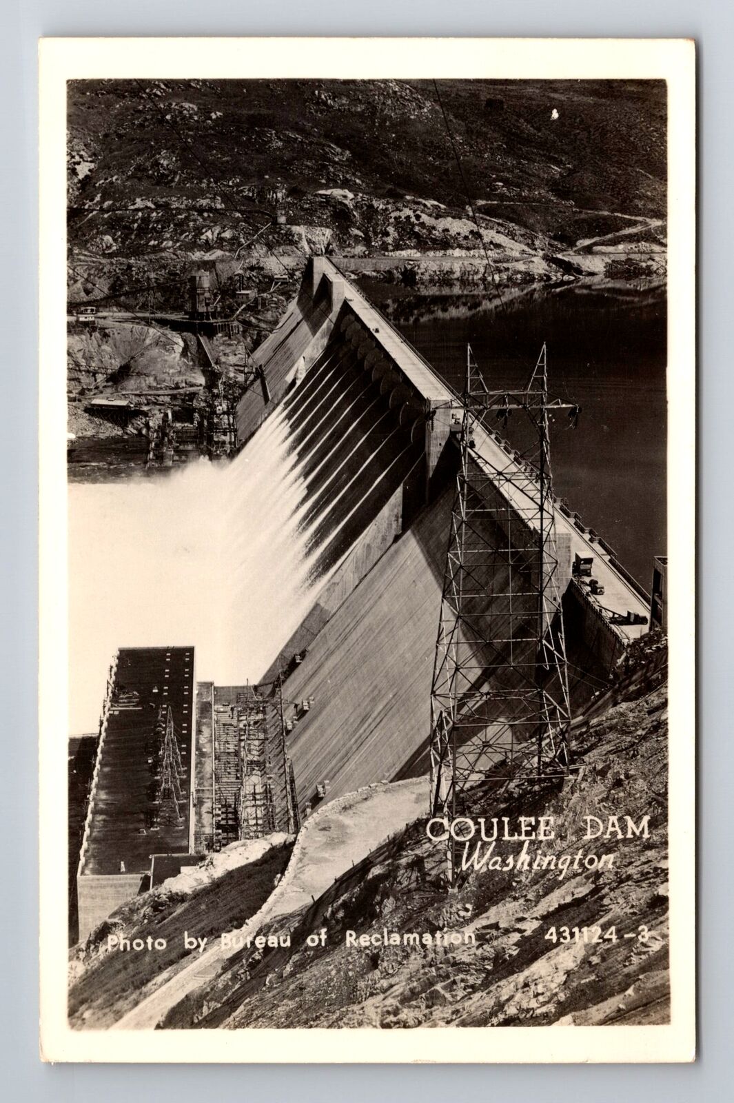 Coulee Dam WA-Washington RPPC, Scenic View, Antique, Vintage Postcard