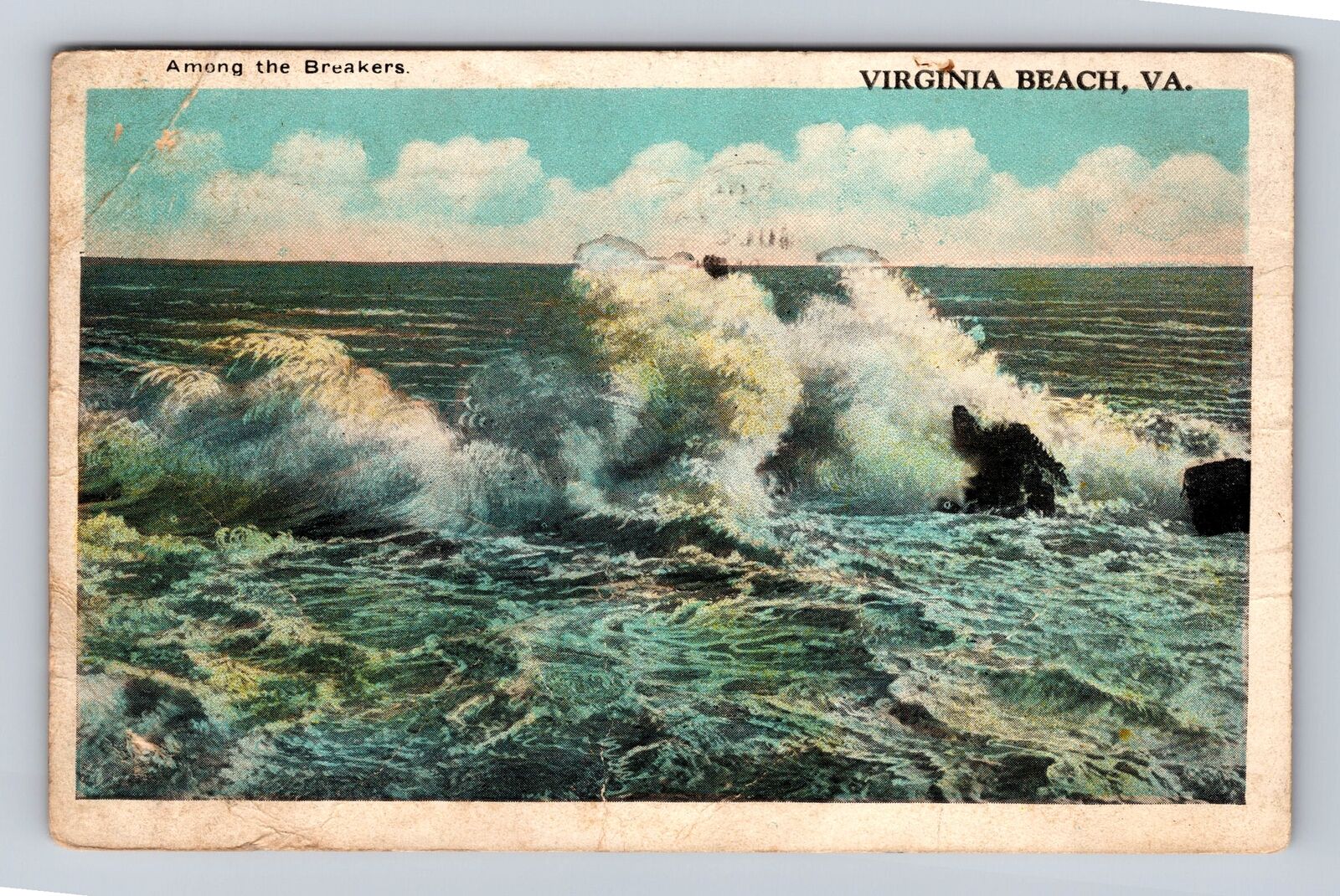 Virginia Beach VA-Virginia, Among The Breakers, Antique, Vintage c1939 Postcard