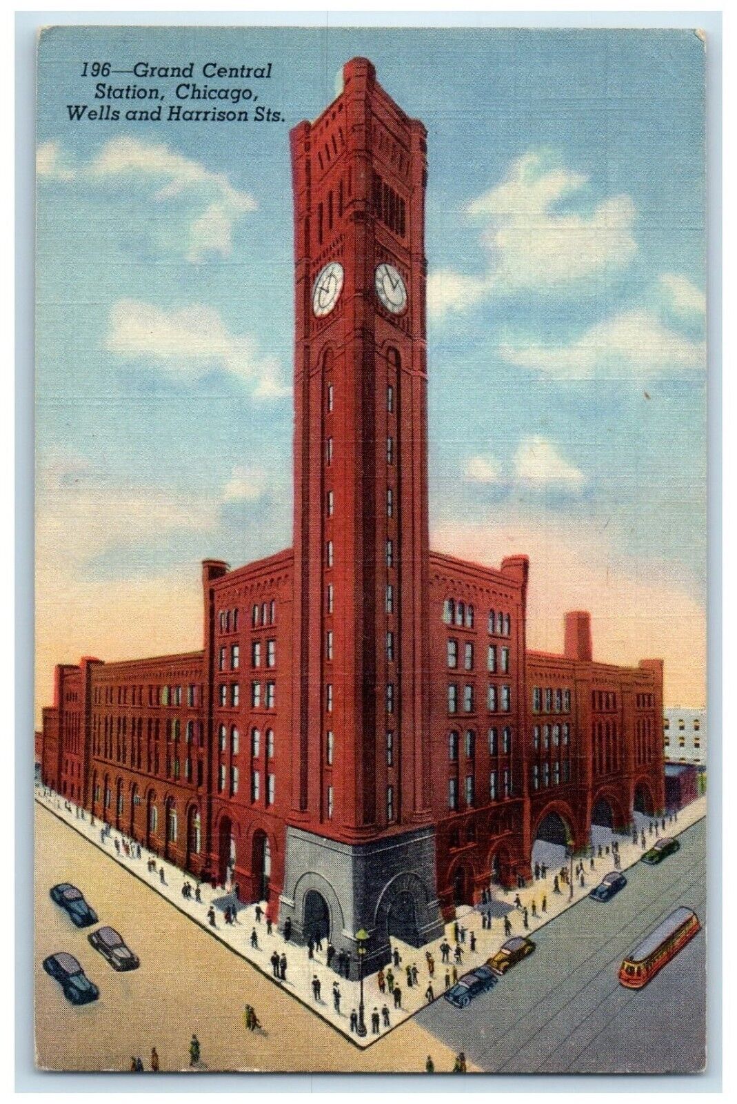 1940 Grand Central Station Chicago Wells Harrison Sts. Illinois Vintage Postcard