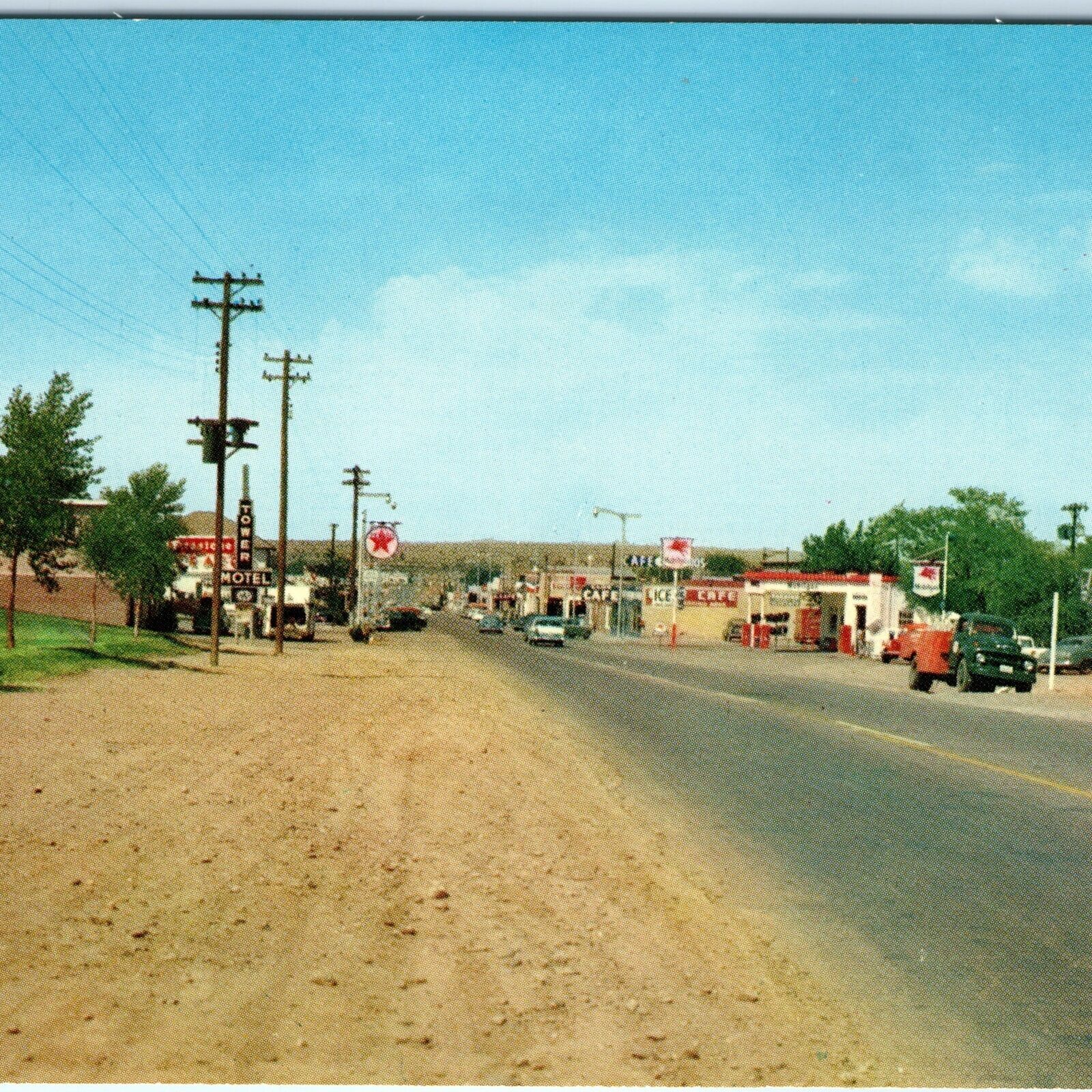 c1950s Santa Rosa, NM Route 66 Texaco Mobilgas Lee Caskey Postcard US Hwy A91