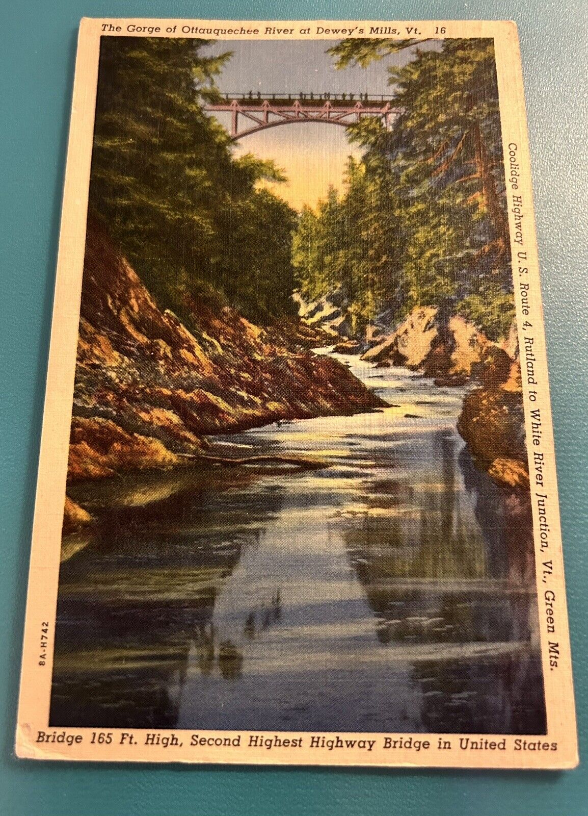 Gorge Of Ottauquechee River Dewey’s Mills Vermont 1939 Used Postcard