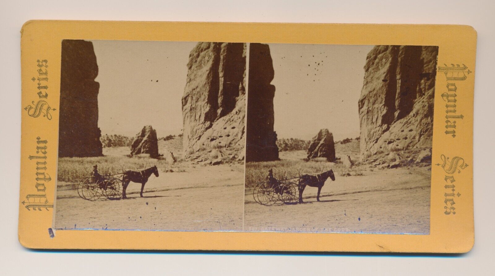Stereoview Gateway Garden of the Gods, Colorado with Horse Drawn Buggy