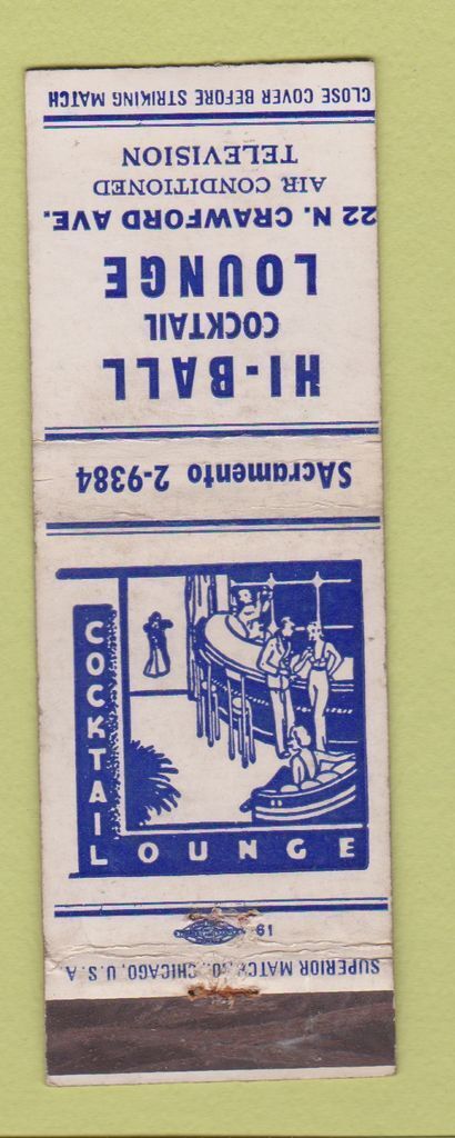 Matchbook Cover - Hi Ball Cocktail Lounge Chicago? IL WEAR