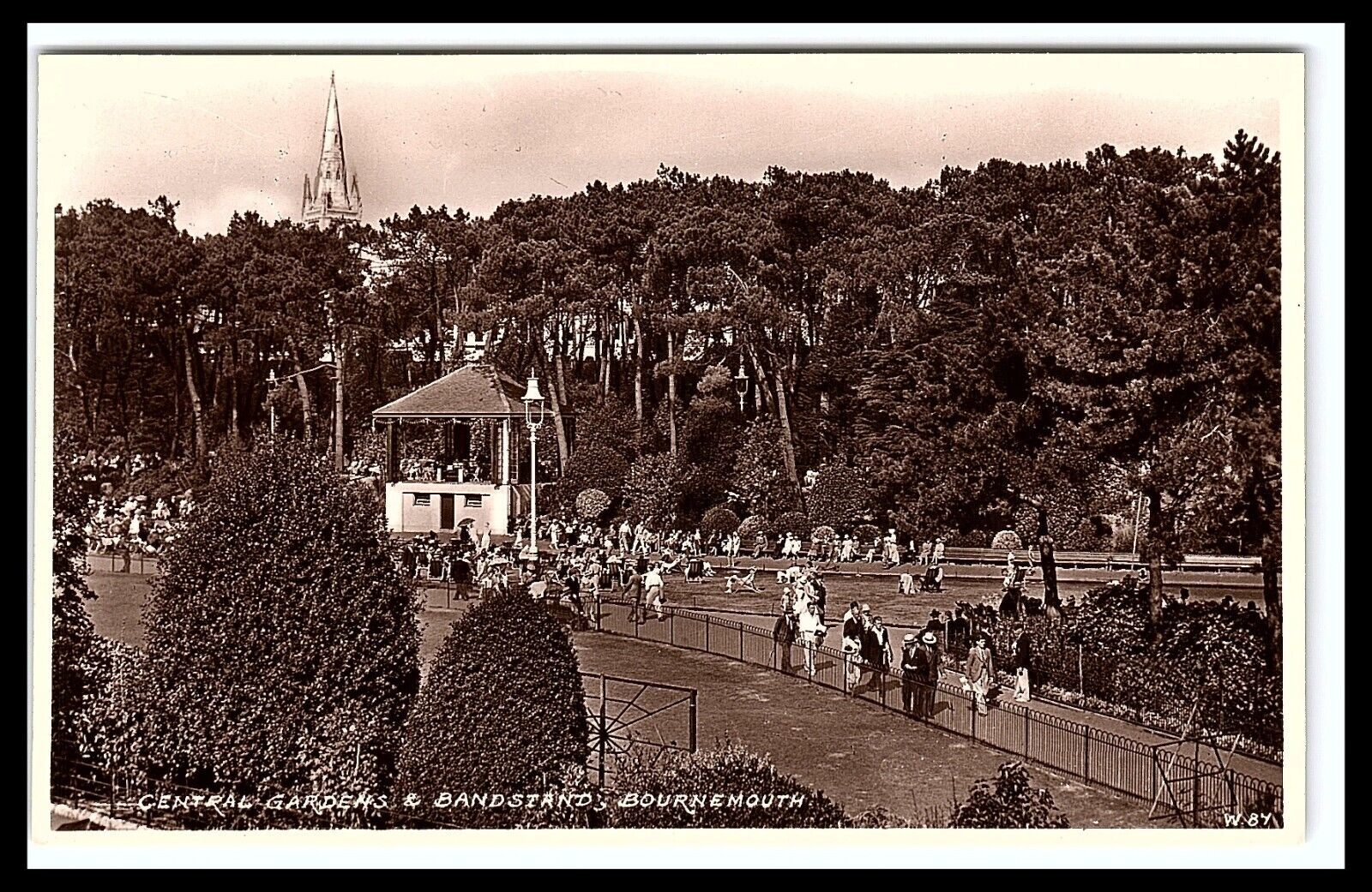 Bournemouth England United Kingdom Central Gardens & Bandstand RPPC Postcard