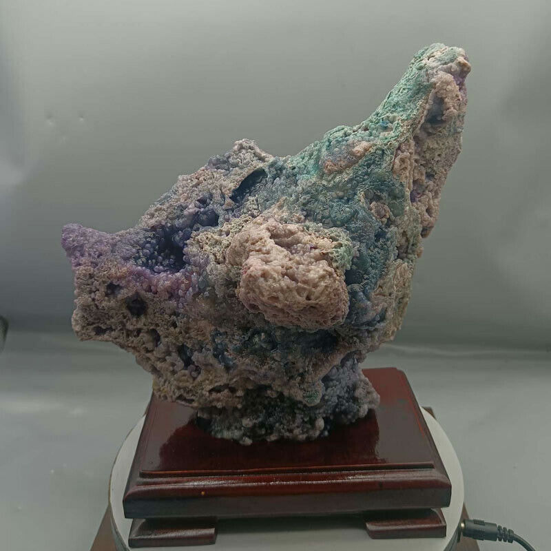 Purple AAA Botryoidal Chalcedony Grape Agate Crystal Cluster + Stand 2.95KG