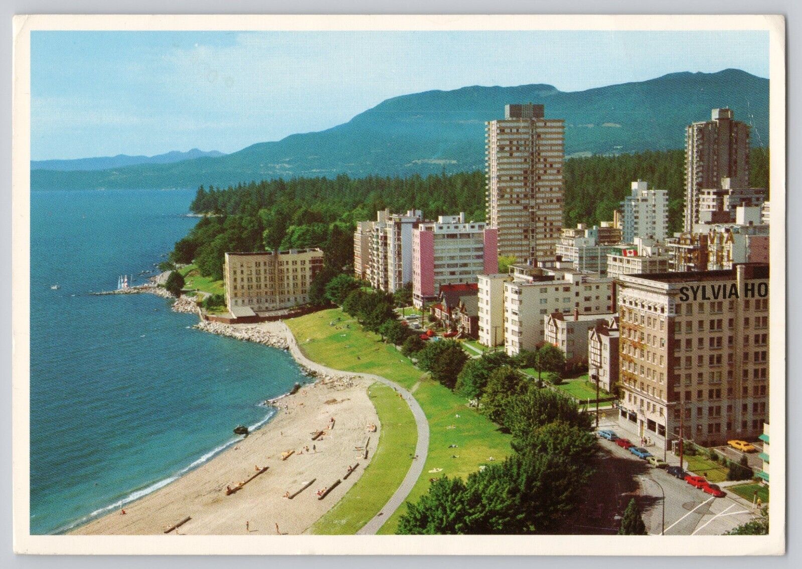 English Bay Vancouver BC Canada Bird\'s Eye View Stanley Park Sylvia Postcard