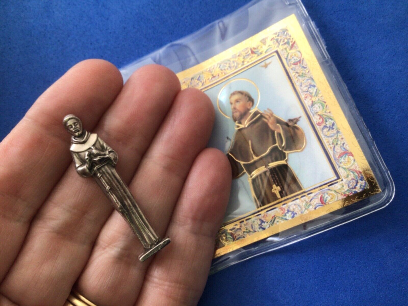 Saint St Francis Silver Metal Saint Pocket TOKEN Icon Prayer