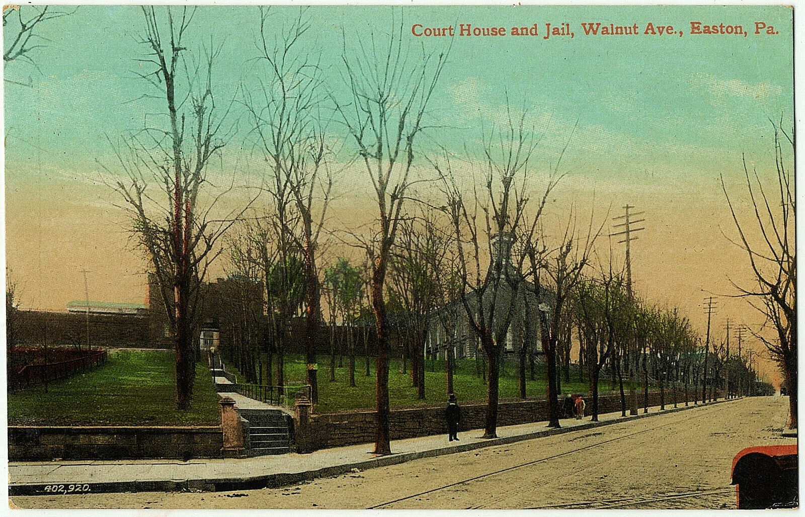 1909 Easton PA Postcard Northampton Court House and Jail Walnut Avenue Ave. DB