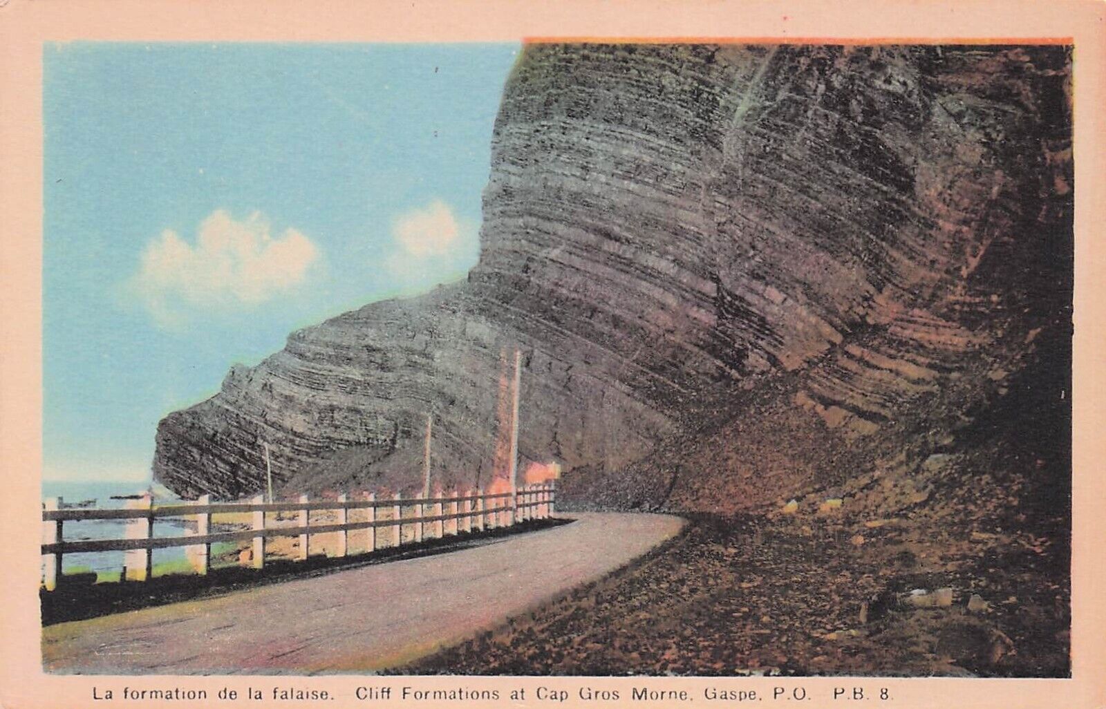 Postcard Vintage(1) CAN, Gaspe, PQ Cliff Formations/Cap Gros Morne P.B.8 UP (489