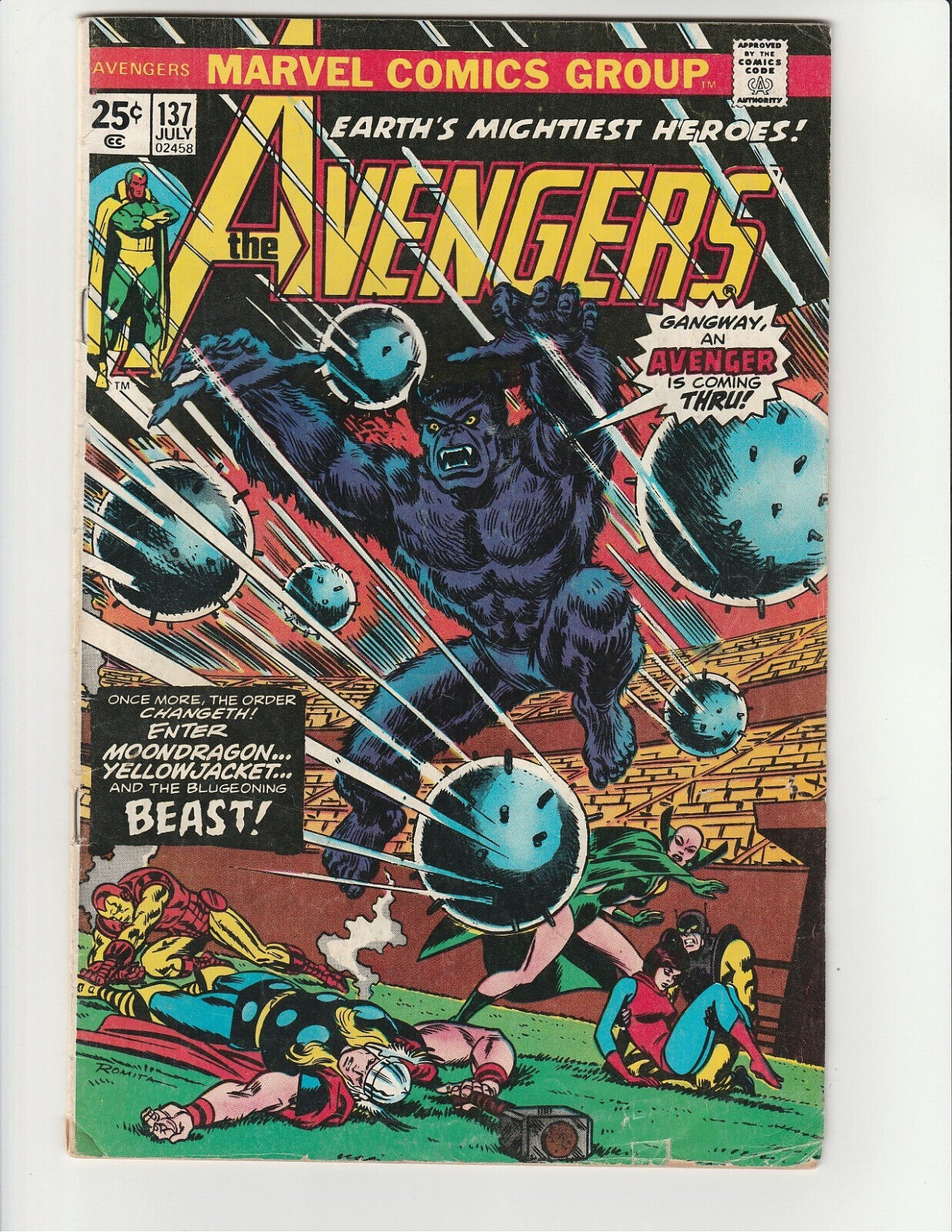 The Avengers Comic Book #137 (1975) Marvel Comics Group  (4.0) Very-Good (VG)