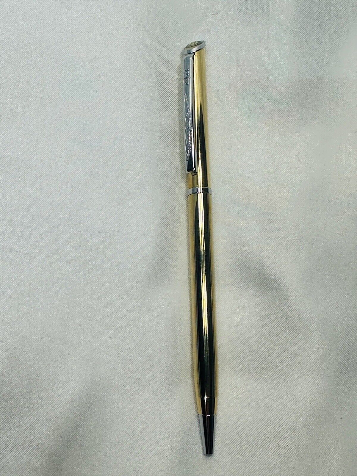 Quill Stainless Steel Ballpoint Pen Gold Tone With Chrome USA Made