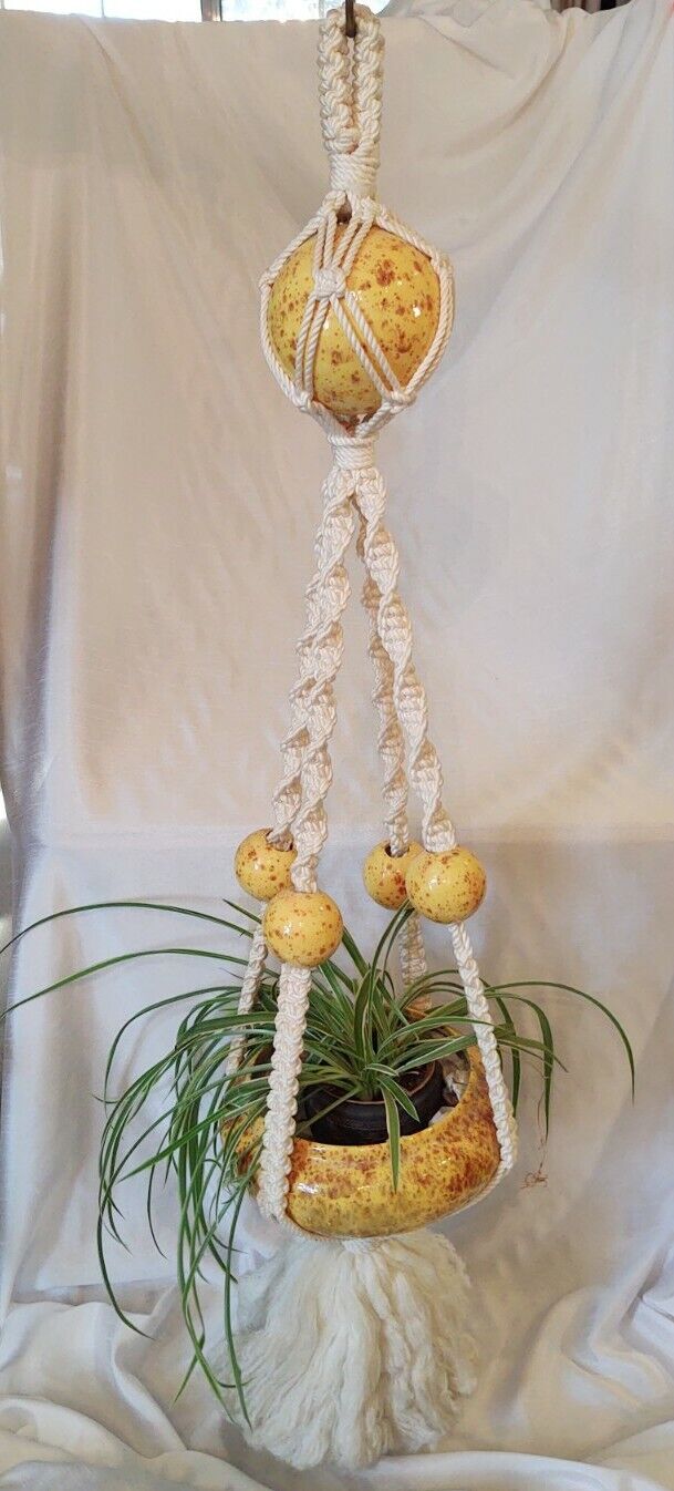 Retro Boho 70s Mustard Mother-Of-All-Macrame Hanger Is Everything You Need