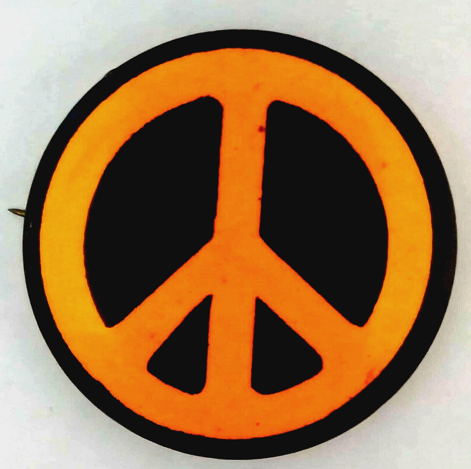 PEACE SIGN BUTTON 1964 ORIGINAL Peace Demonstration pinback button -LIGHT ORANGE