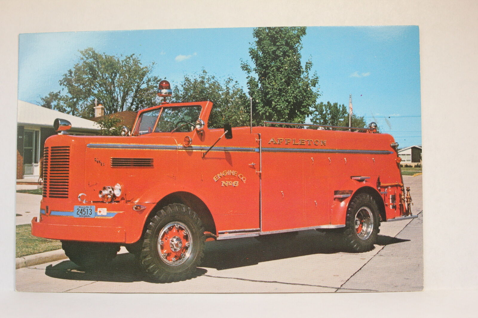 Postcard 1947 FWD, 1250 G Fire Department Appleton WI F24