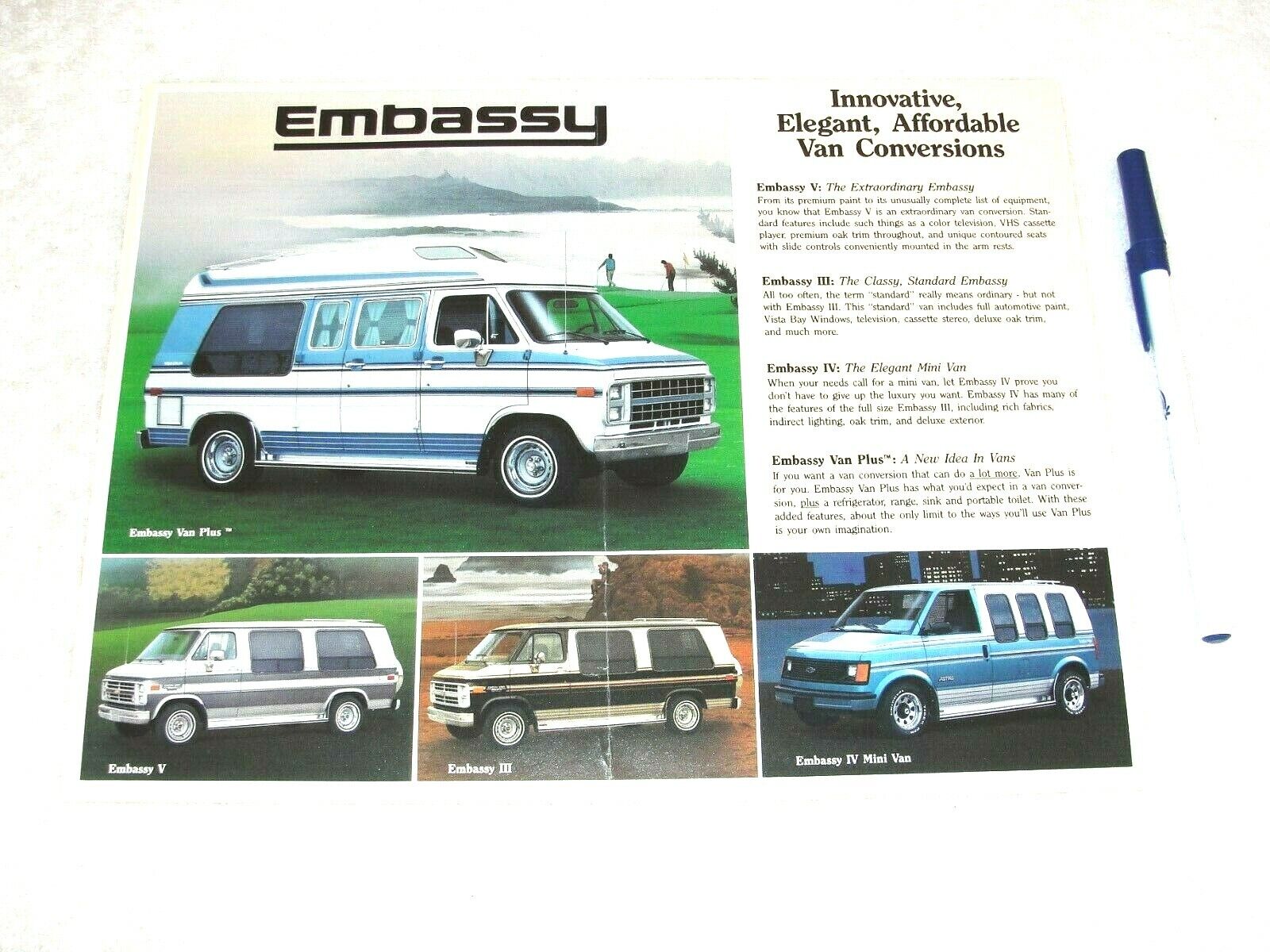 1987 Embassy Vans (Conversion) - Dealer Sales Brochure Catalog Flyer - RARE