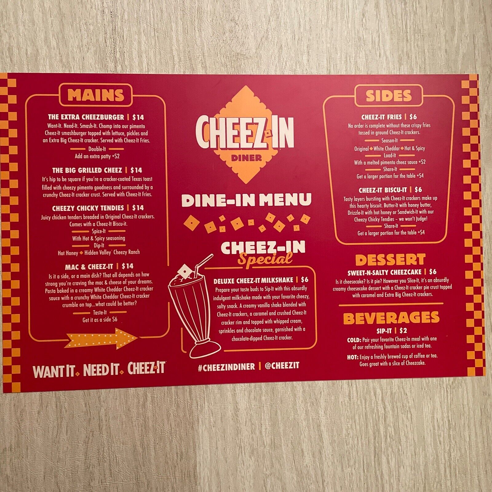 Two Rare Limited Edition Cheez-In Diner Menu Promo Woodstock NY May 2024 (x2)