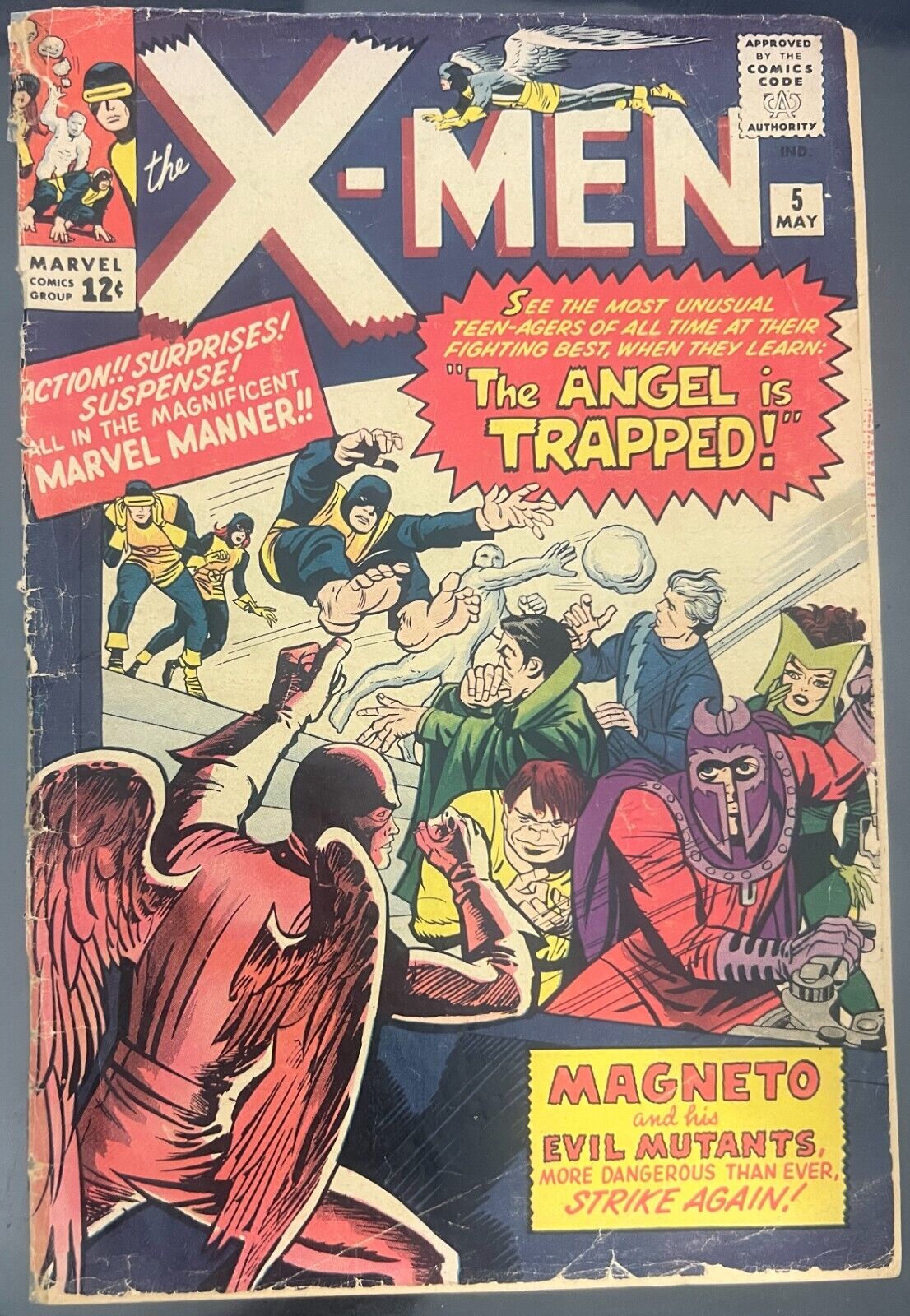 X-Men #5 RAW (1964) 3rd Appearance Magento; 2nd Scarlet Witch, Mastermind, Toad